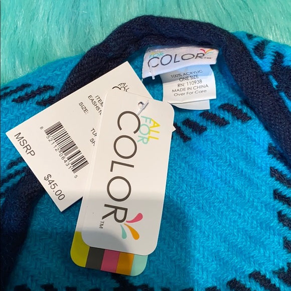 Turquoise And Navy Wrap Shawl - Picture 10 of 16